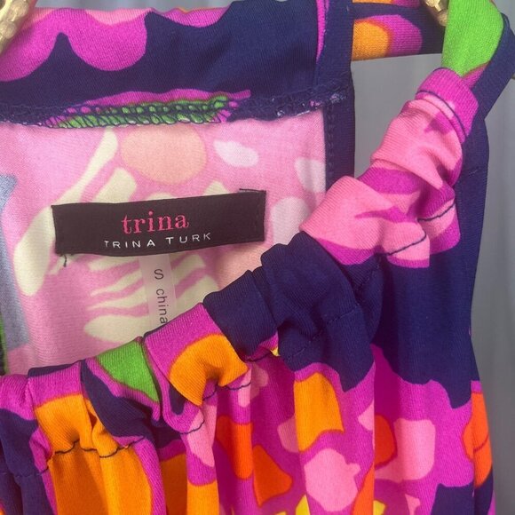 Trina Turk Juju Halter Sundress Bright Colors Ladies Size SMALL Colorful Summer - Picture 5 of 11